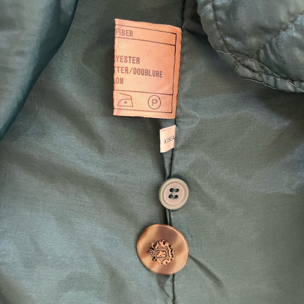 Teal green Long Hooded Coat with detachable Fur Trim - Picture 9 of 11